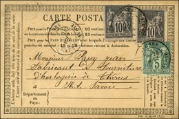 Càd T 18 CLUSES / HAUTE-SAVOIE / N° 75 + 89 (2) Sur Carte Exceptionnellement Affranchie Au Tarif De La Lettre Pour échan - 1876-1878 Sage (Type I)