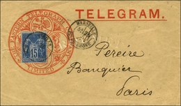 Càd MARSEILLE / Bes-DU-RHÔNE / N° 90 Sur Télégramme De La Eastern Telegraph Company Exceptionnellement Adressé En France - 1876-1878 Sage (Type I)