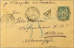 Càd FORT DAUPHIN / MADAGASCAR Sur Entier De France à 5c Pour L'Allemagne. Au Recto, Taxe 35 Manuscrite. Au Verso, Càd D' - 1876-1878 Sage (Type I)