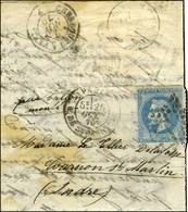 Etoile 14 / N° 29 Càd PARIS / R. DE STRASBOURG 26 OCT. 70 Sur Lettre Adressée à Tournon St Martin. Au Verso, Càd De Pass - Guerra De 1870