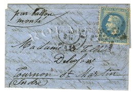 Etoile 14 / N° 29 (pd) Càd PARIS / R. DE STRASBOURG 8 DEC. 70 Sur Lettre Adressée à Tournon St Martin. Au Verso, Càd D'a - War 1870