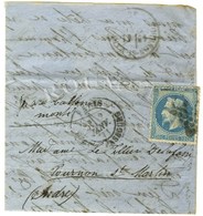 Etoile 14 / N° 29 Càd PARIS / R. DE STRASBOURG 2 JANV. 71 Sur Lettre Adressée à Tournon St Martin. Au Verso, Càd D'arriv - Guerre De 1870
