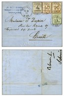 Càd COLMAR / Als. N° 1 + 3 + 5 Paire Sur Lettre Pour Genève. Au Verso, Griffe Bleue De Censure ' Auf Militärischen  / Be - Guerre De 1870