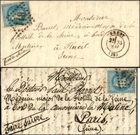 Lot De 2 Lettres De Brest Adressées Au Médecin Major De La Flottille De La Seine à Bord De La Mutine à Rueil Et à Paris. - Krieg 1870