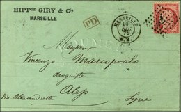 Ancre / N° 57 Càd MARSEILLE / B.M. Sur Lettre Pour Alep, Au Verso Càd De Passage SMYRNE / TURQUIE. 1875. - TB / SUP. - Schiffspost