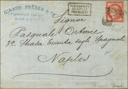 Carré Petit Chiffre De Naples / N° 57 Sur Lettre De Marseille Pour Naples Oblitéré Au Débarquement Du Bateau. 1876. - TB - Poste Maritime