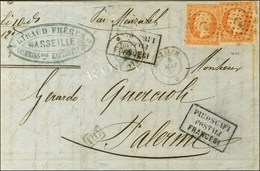 Ancre / N° 23 (2) Càd MENZALEH / * Sur Lettre De Marseille Pour Palerme. 1866. - TB. - R. - Maritime Post