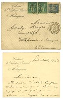 Càd MARSEILLE A LA REUNION / LV N° 4 / N° 75 (2) Leg Def + N° 90 Sur Lettre Avec Texte Daté De Port Said. 1895. - TB / S - Maritime Post