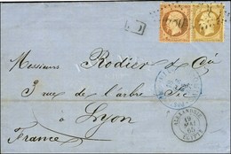 GC 5080 / N° 21 + 23 Càd ALEXANDRIE / ÉGYPTE 19 MAI 65 Sur Lettre Avec Texte Daté Le Caire 18 Mai 1865, Au Recto Grand C - Correo Marítimo