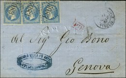 GC 5083 / N° 22 (3) Càd CONSTANTINOPLE / TURQUIE Sur Lettre Pour Gênes. 1867. - TB. - Maritieme Post