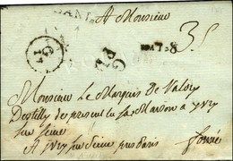 BANL + G / PD + ' G / 17 ' + 8e Lvée Sur Lettre De Paris Pour Vitry Sur Seine. 1781. - TB. - Autres & Non Classés