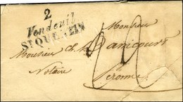 Cursive 2 / Vendeuil / St QUENTIN Sur Lettre Pour Péronne, Au Verso Dateur A Rouge. 1829. - TB. - RR. - 1801-1848: Precursors XIX