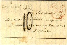 Cursive 8 / Lavelanet, Taxe Tampon 10 + Càd Rouge T 12 FOIX , Décime Rural Sur Lettre Avec Texte Daté De Belesta. 1831.  - 1801-1848: Précurseurs XIX