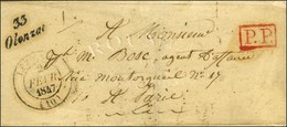 Cursive 33 / Olonzac + P.P. Rouge. 1847. - SUP. - 1801-1848: Précurseurs XIX