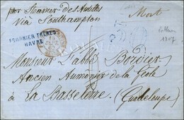 Lettre Avec Texte Daté Du Havre Pour Basse-Terre, Au Recto Càd Rouge BUREAU MARITIME / HAVRE, Taxe 6 Manuscrite Rectifié - Poste Maritime