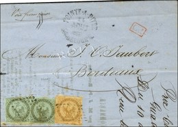 Losange / CG N° 1 (2) + N° 3 Càd POINTE-A-PITRE / GUADELOUPE Sur Imprimé Complet Pour Bordeaux. 1864. - TB. - R. - Maritime Post