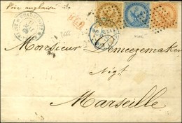 Losange / CG N° 3 + 4 + 5 Càd Bleu GUADELOUPE / BASSE-TERRE Sur Lettre Pour Marseille. 1869. - TB. - R. - Maritime Post