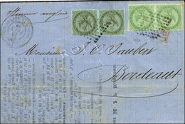 Losange / CG N° 1 (paire) + 2 (paire) (qlq Pd) Càd GUADELOUPE / POINTE A PITRE Sur Imprimé Complet Pour Bordeaux. 1866.  - Poste Maritime