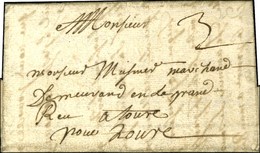 Lettre Avec Texte Daté De '' Cayenne Le 20 Novembre 1696 '' Pour Tours. Au Recto Taxe 3. Lettre Certainement Entrée Par  - Correo Marítimo