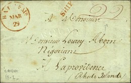 Lettre Avec Texte Daté De '' Cayenne Le 26 Février 1802 '' Pour Providence (Rhode Island), Au Recto Griffe Rouge SHIP Et - Poste Maritime