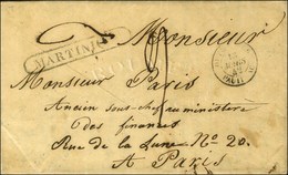 Lettre Avec Texte Daté '' St Pierre Le 1 Février 1842 '' Pour Paris, Au Recto MP Encadrée MARTINIQUE (Jamet N° 14) Et En - Maritime Post