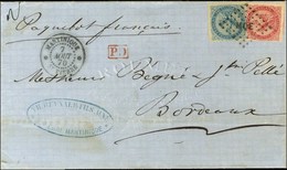 Losange MQE / CG N° 4 + 6 Càd MARTINIQUE / St PIERRE Sur Lettre 2 Ports Pour Bordeaux. 1870. - TB / SUP. - R. - Maritime Post