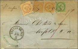 Losange MQE / CG N° 2 + 3 + 5 + 6 Sur Lettre Pour Norfolk, Au Verso Cachet Anglais MARTINIQUE. 1866. - TB. - R. - Maritime Post