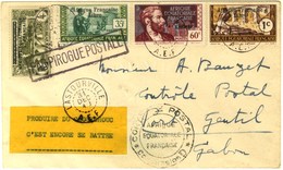 Càd LASTOURVILLE / A.E.F Sur Lettre Affranchie Pour Port Gentil, Griffe Encadrée PAR PIROGUE POSTALE. 1943. - TB. - Poste Maritime
