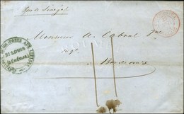 Lettre Avec Très Long Texte Daté '' St Louis Le 14 Octobre 1853 '' Pour Bordeaux, Au Recto Cachet Bleu-vert DIRECTION DE - Maritime Post