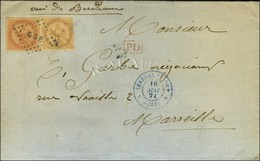 Losange Bleu GOR / CG N° 3 + 5 Càd Bleu SÉNÉGAL ET DÉP / GORÉE Sur Lettre Pour Marseille. 1871. - TB / SUP. - R. - Poste Maritime