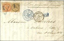 Losange Bleu SNG / CG N° 3 + 5 Càd Bleu SÉNÉGAL ET DÉP / St LOUIS Sur Lettre Pour Cahors. 1870. - TB / SUP. - R. - Poste Maritime