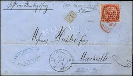 Losange / CG N° 6 Carmin Foncé Càd INDE / PONDICHERY Sur Lettre Pour Marseille. 1869. - TB. - R. - Poste Maritime
