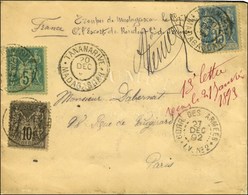 Càd TANANARIVE / MADAGASCAR / N° 75 + 89 + 90 Sur Lettre 2 Ports Au Tarif De Militaire Pour Paris. 1892. - TB / SUP. - R - Maritime Post