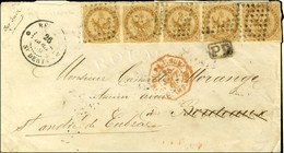 Losange / CG N° 3 Bande De 5 Càd REUNION / St DENIS Sur Lettre Pour Bordeaux. 1869. - TB. - R. - Maritime Post