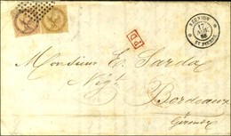 Losange / CG N° 3 + 5 Càd REUNION / St PIERRE Sur Lettre Pour Bordeaux. 1868. - TB / SUP. - R. - Maritime Post