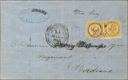 Losange CCH / CG N° 3 + 5 Càd ETABLSSts FRANCAIS DE COCHINCHINE Sur Lettre (adresse Partielement Biffée) Pour Bordeaux.  - Poste Maritime