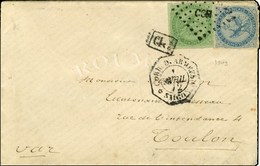 Losange CCH / CG N° 2 + 4 Càd Octo COR. D. ARMEES / SAIGON Sur Lettre Au Tarif De Militaire Pour Toulon. 1872. - TB / SU - Maritime Post