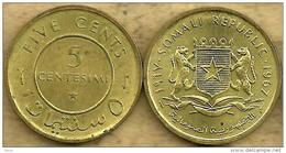 SOMALIA 5 CENTESIMI INSCRIPTIONS FRONT EMBLEM BACK 1967 VF+ READ DESCRIPTION CAREFULLY !!! - Somalie