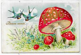CPA Champignon Mushroom Circulé Gaufré Année 1906 Hirondelles - Paddestoelen