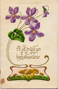 CPA Champignon Mushroom Circulé Gaufré Violettes Art Nouveau - Pilze