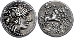 21 C. Cassius, Denar (3,86g), 126 V. Chr., Rom. Av: Romakopf Mit Flügelhelm Nach Rechts, Dahinter Wertzeichen Und Stimmu - République (-280 à -27)