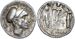 28 Cn. Cornelius Blasio, Denar (3,94g), 112/111 V. Chr., Rom. Av: Marskopf Mit Korinthischem Helm Nach Rechts. Rev: Jupi - République (-280 à -27)