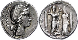 51 C. Egnatius Maximus, Denar (3,71g), 75 V. Chr., Rom. Av: Libertasbüste Nach Rechts, Dahinter "MAXSVMVS". Stehende Rom - République (-280 à -27)