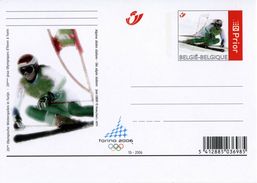 Entier Postal De 2006 Sur CP De BELGIQUE Avec Timbre Et Illust."J.O. D'Hiver De TURIN (Italie) - Slalom" - Winter 2006: Turin