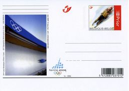 Entier Postal De 2006 Sur CP De BELGIQUE Avec Timbre Et Illust."J.O. D'Hiver De TURIN (Italie) - Luge" - Winter 2006: Torino