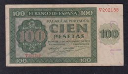 EDIFIL 421a.  100 PTAS 21 DE NOVIEMBRE DE 1936 SERIE V, CONSERVACIÓN EBC - 100 Peseten