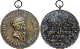 1889 1. Weltkrieg: Bronzene Erinnerungsmedaille Der "Feld-Flieger-Abteilung 63 - Beskidenkorps", 45 Mm, Vs. Flieger Mit  - Autres & Non Classés