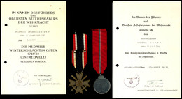 2051 2x Urkunde Mit Abzeichen Eines Angehörigen Des Stab II./Grenadier Regiments 392, 1x Verleihungsurkunde Kriegsverdie - Documents