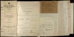 2052 2x Verleihungsurkunde Eines Wehrmachts Leutnants, 1x Verleihungsurkunde Kriegsverdienstkreuz 2. Klasse Mit Schwerte - Documents