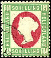 2242 1 1/2 Schilling Hellgrün/karmin Tadellos Gestempelt, Gepr. Pfenninger Und Schulz BPP, Mi. 420.-, Katalog: 10 O - Héligoland